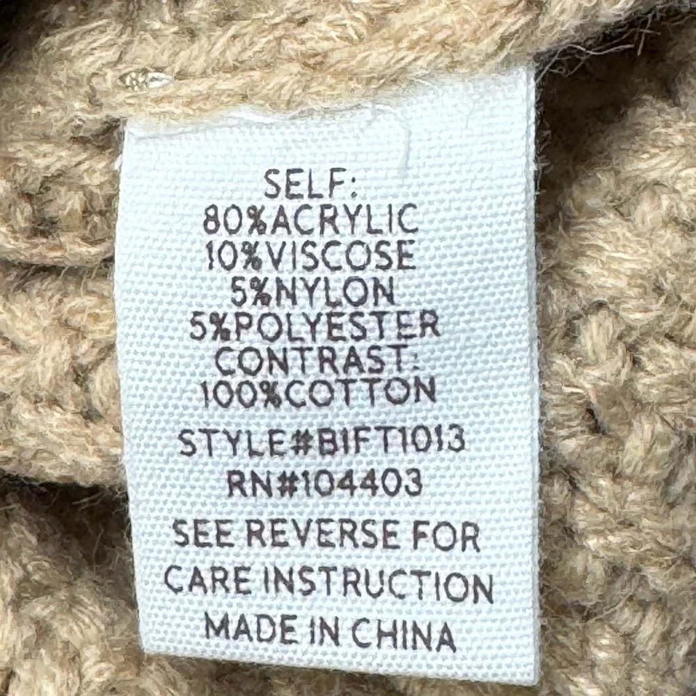 Blu Pepper Doll Collared Cable Knit Beige Sweater Size Small - Picture 8 of 8